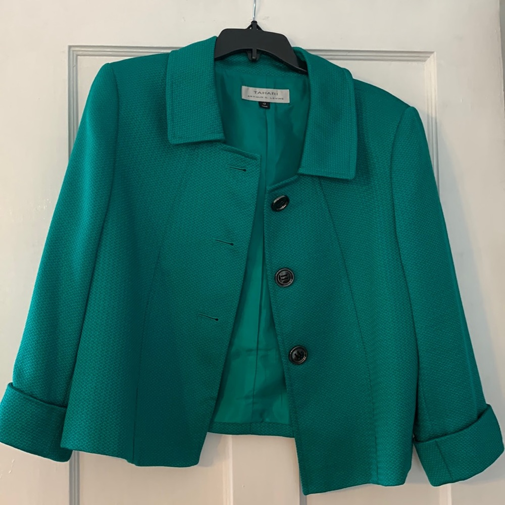 Emerald green Tahari size 12 blazer - Picture 2 of 4